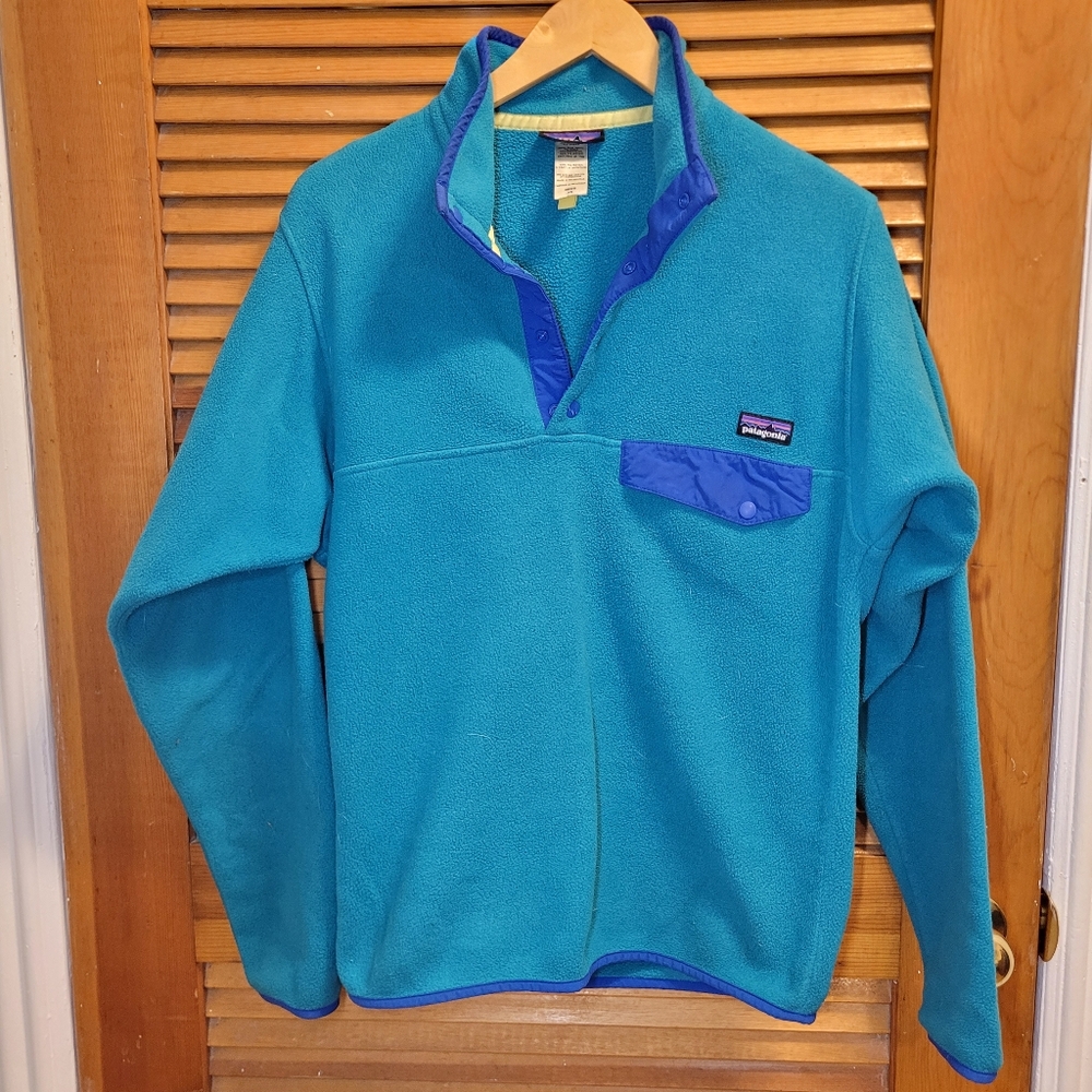 Patagonia Teal and Blue Fleece Pullover